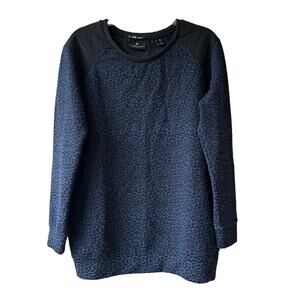 Maison Scotch Punk Radar Cheetah Print Oversized Sweater Blue Black Size 1 or S